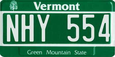 VT license plate NHY554