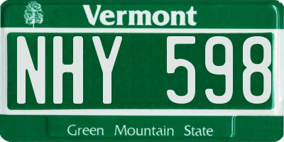 VT license plate NHY598