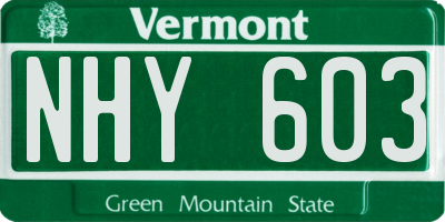 VT license plate NHY603