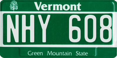 VT license plate NHY608