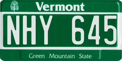 VT license plate NHY645