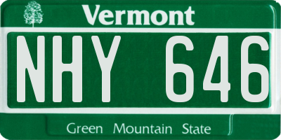 VT license plate NHY646