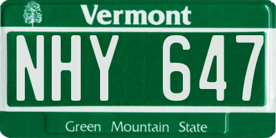 VT license plate NHY647