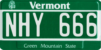 VT license plate NHY666