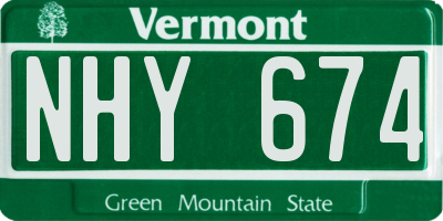 VT license plate NHY674