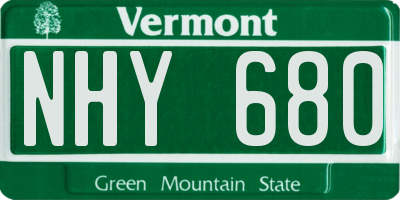 VT license plate NHY680