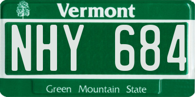 VT license plate NHY684