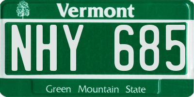 VT license plate NHY685