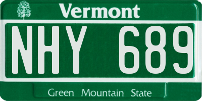 VT license plate NHY689