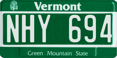 VT license plate NHY694