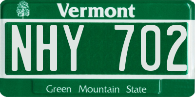 VT license plate NHY702