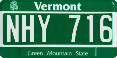 VT license plate NHY716