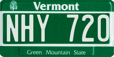 VT license plate NHY720
