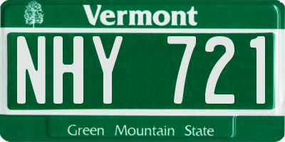 VT license plate NHY721