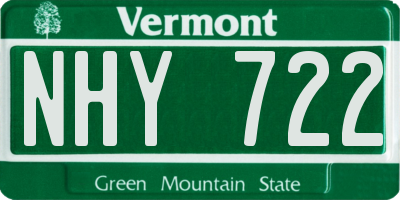 VT license plate NHY722