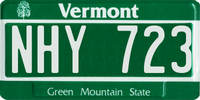 VT license plate NHY723