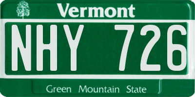 VT license plate NHY726
