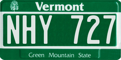 VT license plate NHY727