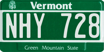 VT license plate NHY728