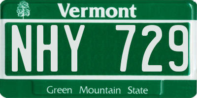 VT license plate NHY729