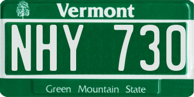 VT license plate NHY730