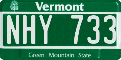 VT license plate NHY733