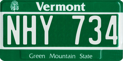 VT license plate NHY734