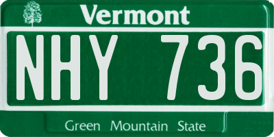 VT license plate NHY736