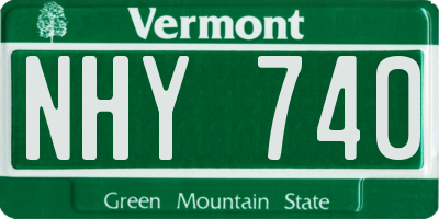 VT license plate NHY740