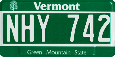 VT license plate NHY742