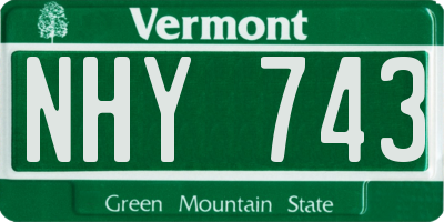VT license plate NHY743