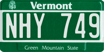 VT license plate NHY749