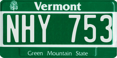 VT license plate NHY753