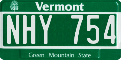 VT license plate NHY754