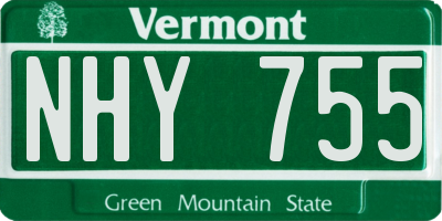 VT license plate NHY755