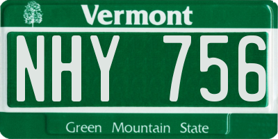 VT license plate NHY756