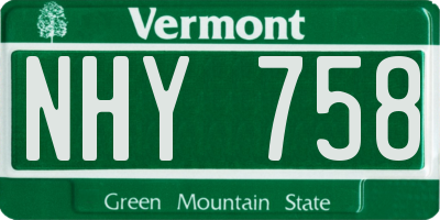 VT license plate NHY758