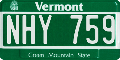 VT license plate NHY759