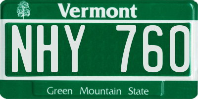 VT license plate NHY760
