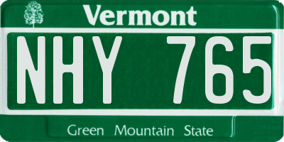 VT license plate NHY765