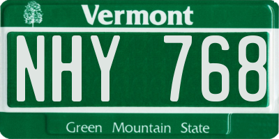 VT license plate NHY768