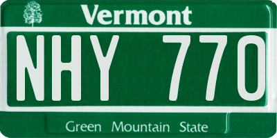 VT license plate NHY770