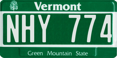 VT license plate NHY774