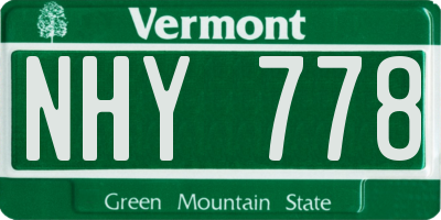 VT license plate NHY778
