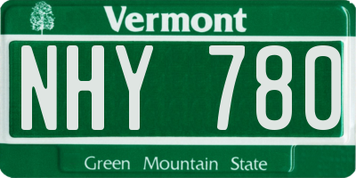 VT license plate NHY780