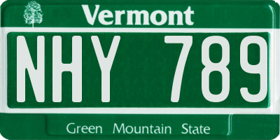 VT license plate NHY789