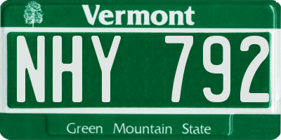 VT license plate NHY792