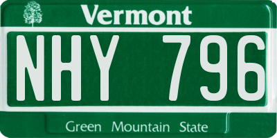 VT license plate NHY796