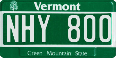 VT license plate NHY800