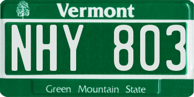 VT license plate NHY803
